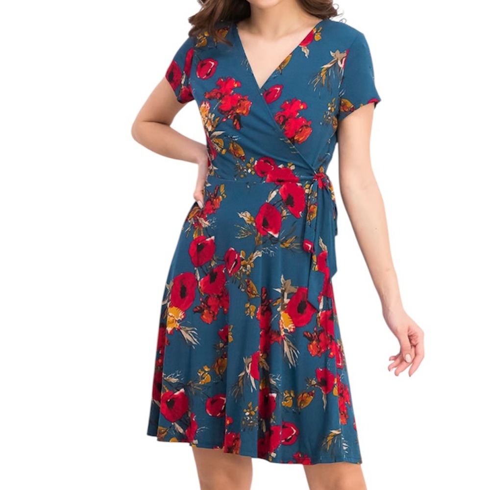 Kaileigh Arnett Women’s Faux Wrap Tie Waist Swing Dress